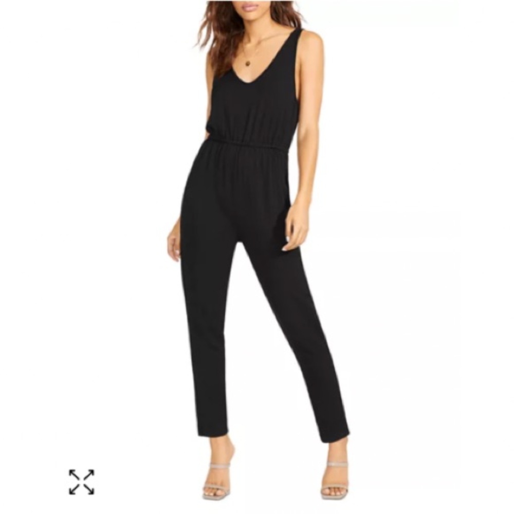 BB Dakota Black V-Neck Jumpsuit with Tapered Legs